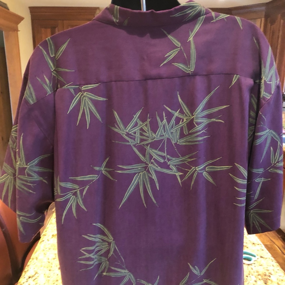 Tommy Bahama Purple and Green Casual Button Down Shirt - Picture 4 of 6